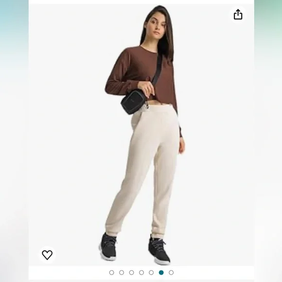 Crop Top Long Sleeved Womens XL Brown Built in Bra Gym Workout Top Shirt D1 - Picture 10 of 10